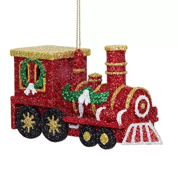 Kurt S. Adler Nyc D2343 Red Train Ornament With Glitter^Kurt Adler Clearance