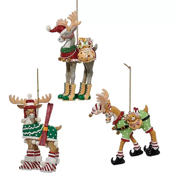 Kurt S. Adler Nyc D2852 Christmas Deer Ornament 3 Assorted^Kurt Adler Best Sale