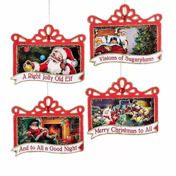 Kurt S. Adler Nyc Td1528 Paper Retro Santa Frame Ornament 4 Assorted^Kurt Adler Outlet