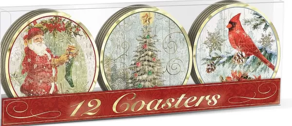 Laminated Coaster Santa Box G 43151^Goodwill Shop