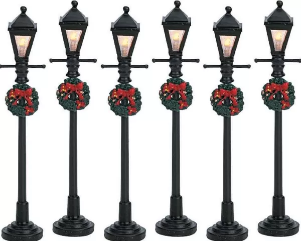 Gas Lantern Street Lamp, Set Of 6, B/O (4.5V) 64499 General^Lemax Sale