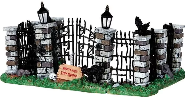 Spooky Iron Gate And Fence, Set Of 5 34606 Spooky Town^Lemax Online