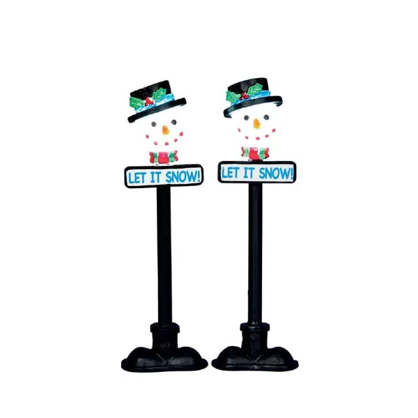 Village 34640 Snowman Street Lamp, Set Of 2, B/O (4.5V) 34640^Lemax Online