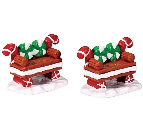 Village 44812 Peppermint Cookie Bench, Set Of 2 44812^Lemax Sale