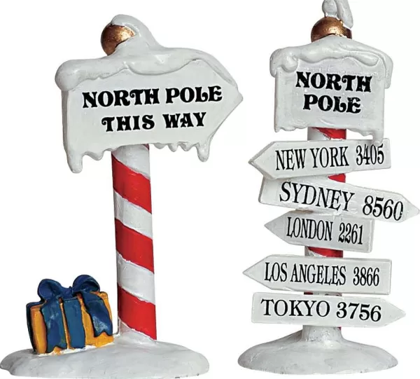 Village 64455 North Pole Signs, Set Of 2 64455^Lemax Fashion