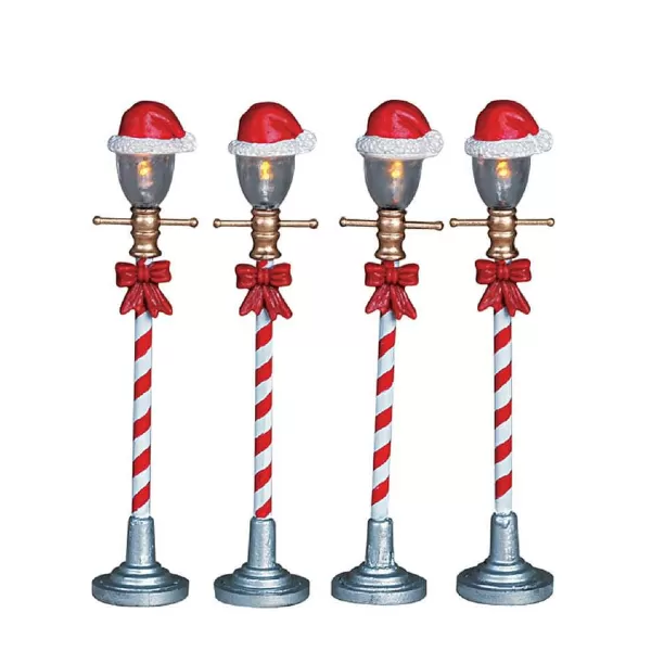 Village 64472 Santa Hat Street Lamp, Set Of 4, B/O (4.5V) 64472^Lemax Fashion