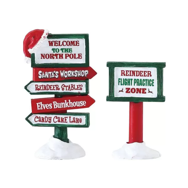 Village 74325 North Pole Signs, Set Of 2 74325^Lemax Store