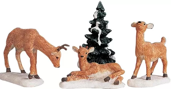 Villages Dad And Fawns, Set Of 4 92299^Lemax Cheap