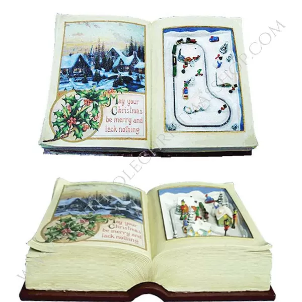 Music Open Book With Animated Village^North Pole Shop