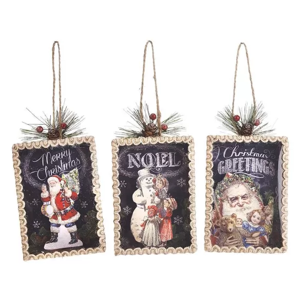 Paper Santa Postcard Ornament 3 Assorted Y 63317^Goodwill New