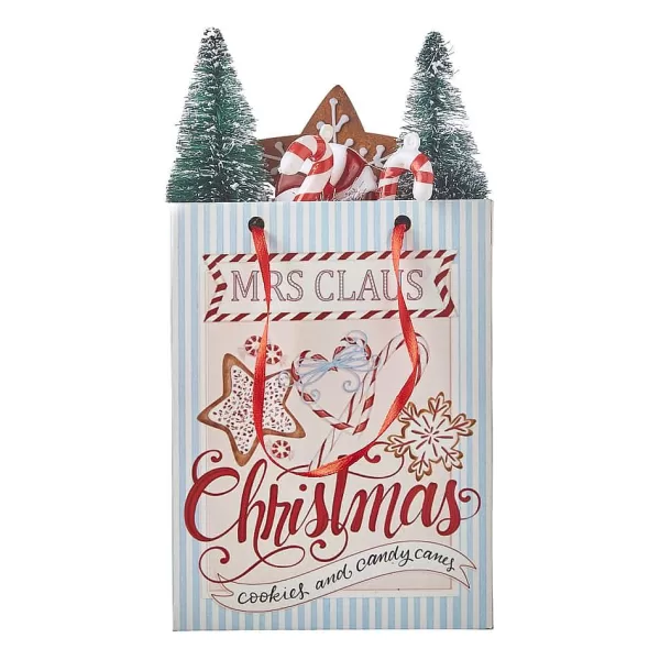 7.75Inch Mrs Claus Christmas Shopping Bag Ornament 4119022^Raz Imports Online