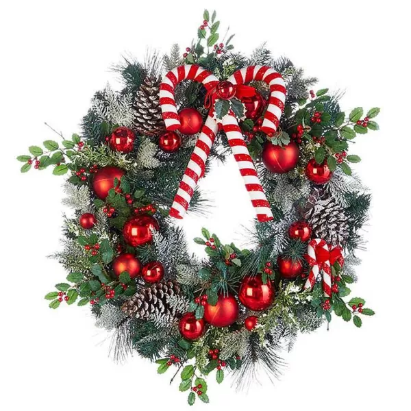 Candy Cane Wreath W4002270^Raz Imports Fashion