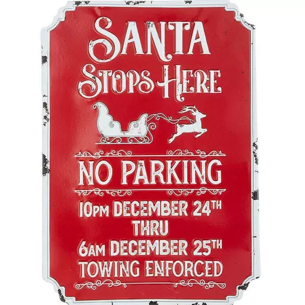 Santa Stops Here Sign 4012342^Raz Imports Clearance