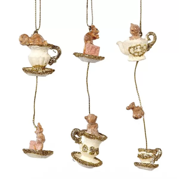 Tea Party Cat Dangle Ornament 3 Assorted C 15401^Goodwill Best