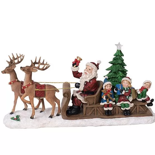 Secret Christmas Santa On Sleigh W/Children And 2 Reindeers^Willow Brooks Shop